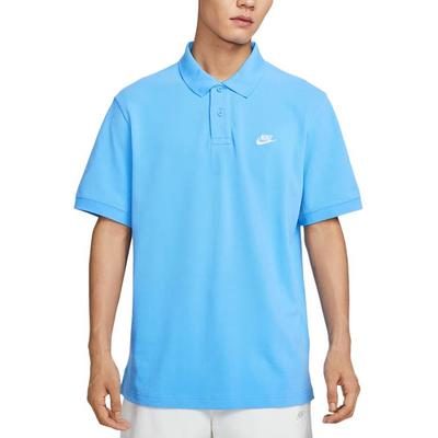 Polo de Manga Curta Solto com Botões Bordado com Logótipo para Homem Azul FN3895-412