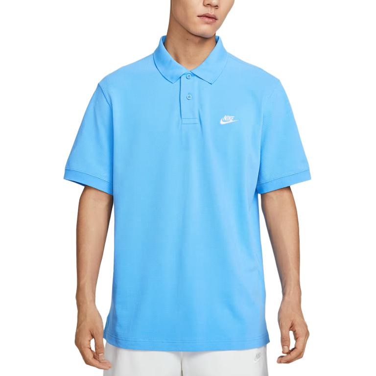 

Nike Logo Embroidered Button Short Sleeve Loose Polo Shirt Men Polo Shirts Blue FN3895-412 S