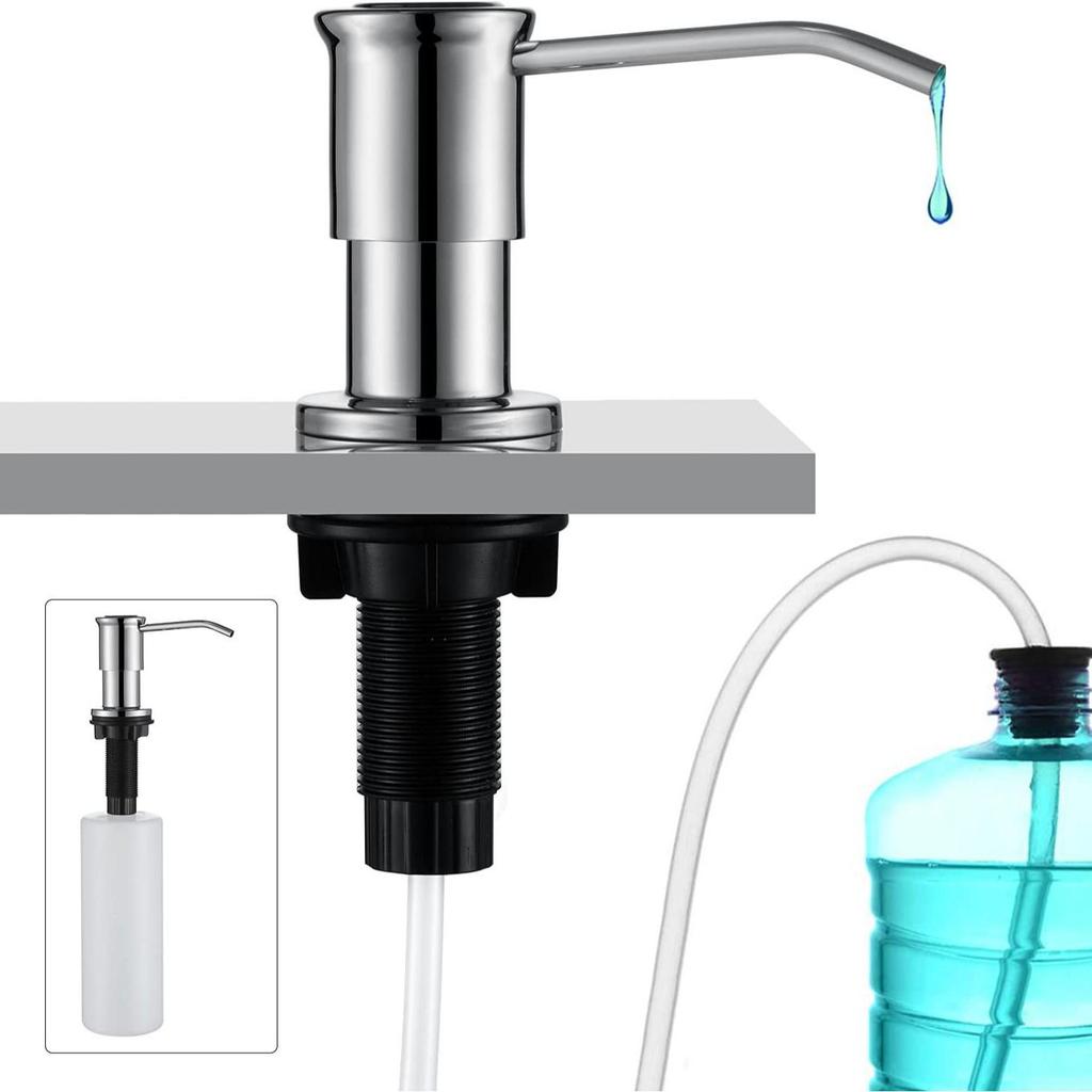 Stainless Steel 304 Kitchen Sink Soap Dispenser, 500ml Press Type with 120mm Silicone Tube