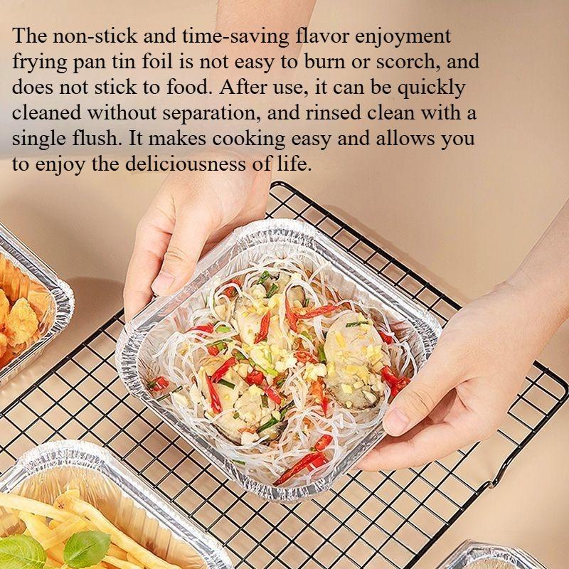 10PCS Tinfoil Tray Air Fryer Special Baking Tray Food Grade Thickened High Temperature Resistant Aluminum Foil Tinfoil Bowl