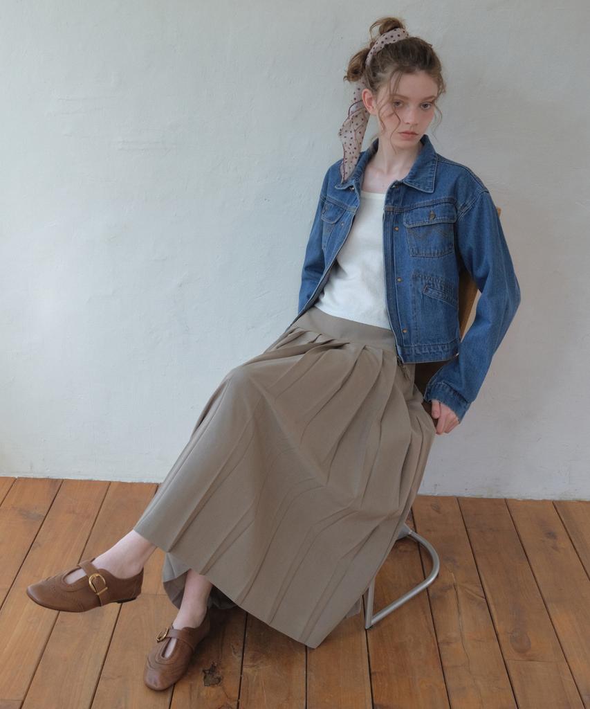 Aueonoseuteljia Mid Waist Pleats Long Skirt_Brown(O26Sk04)