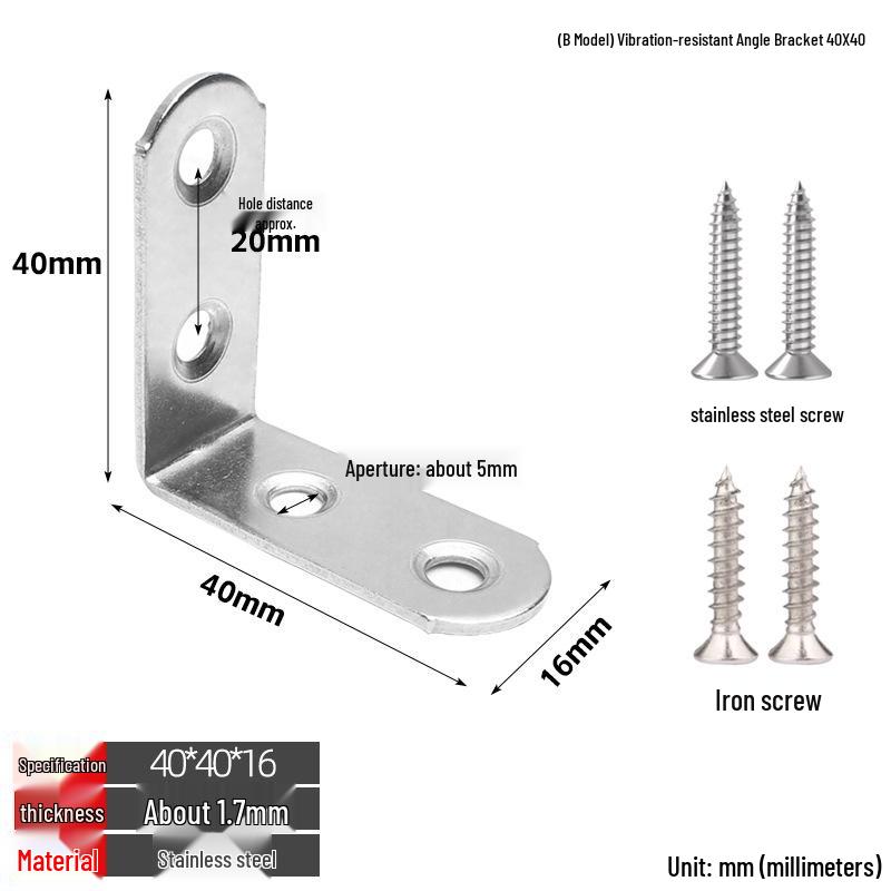 Stainless Steel 90° L-Shaped Thickened Angle Bracket Connector