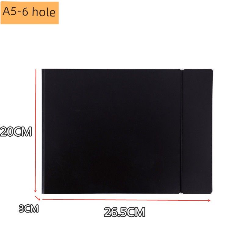 Black A4 Info Booklet Horizontal Version Loose-Leaf Folder A3 Painting Clip A5 Invoice Folder B5 Multi-Layer Transparent Insert Bag Belt Horizontal A5-6 Hole Separate Shell
