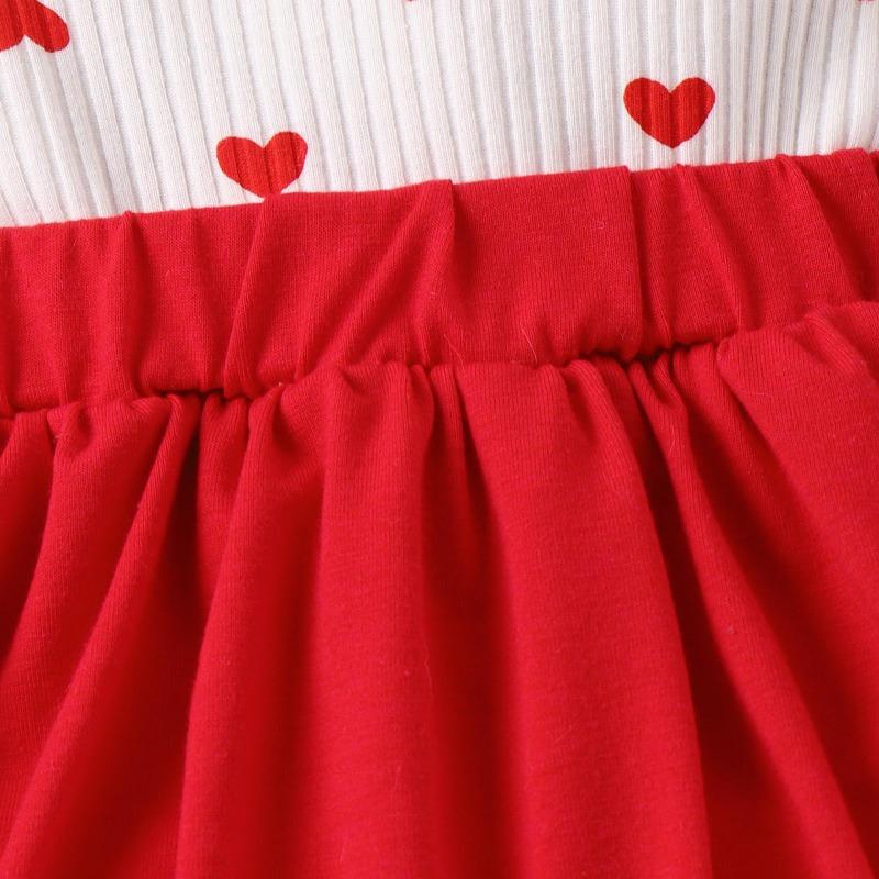 Høstbaby jenter Valentinsdag Kjole 3M 6M 9M 12M 18M Langermet Ruffle Heart Bokstavtrykk jumpsuits med pannebånd