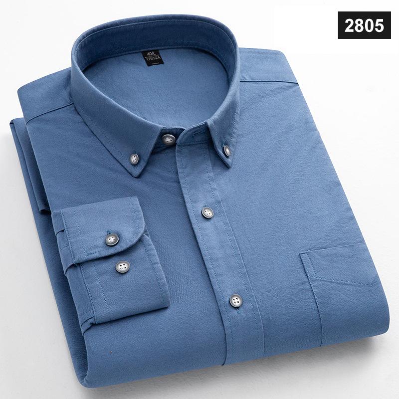 

Классическая модная хлопковая рубашка с длинным рукавом для мужчин, один карман, облегающий повседневный топ, мягкий оксфорд, однотонная офисная одежда XL