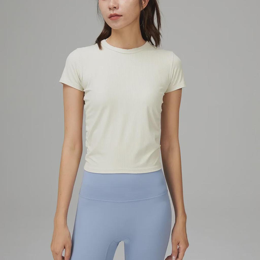 Lu Yoga Fitness Women's Slim Quick-Dry Short-Sleeve T-Shirt for Running