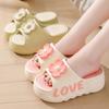 Fashion New pink flower high heel slipper women's outdoor slides sweet backless beach shoes woman flat platform mules elevator slippers