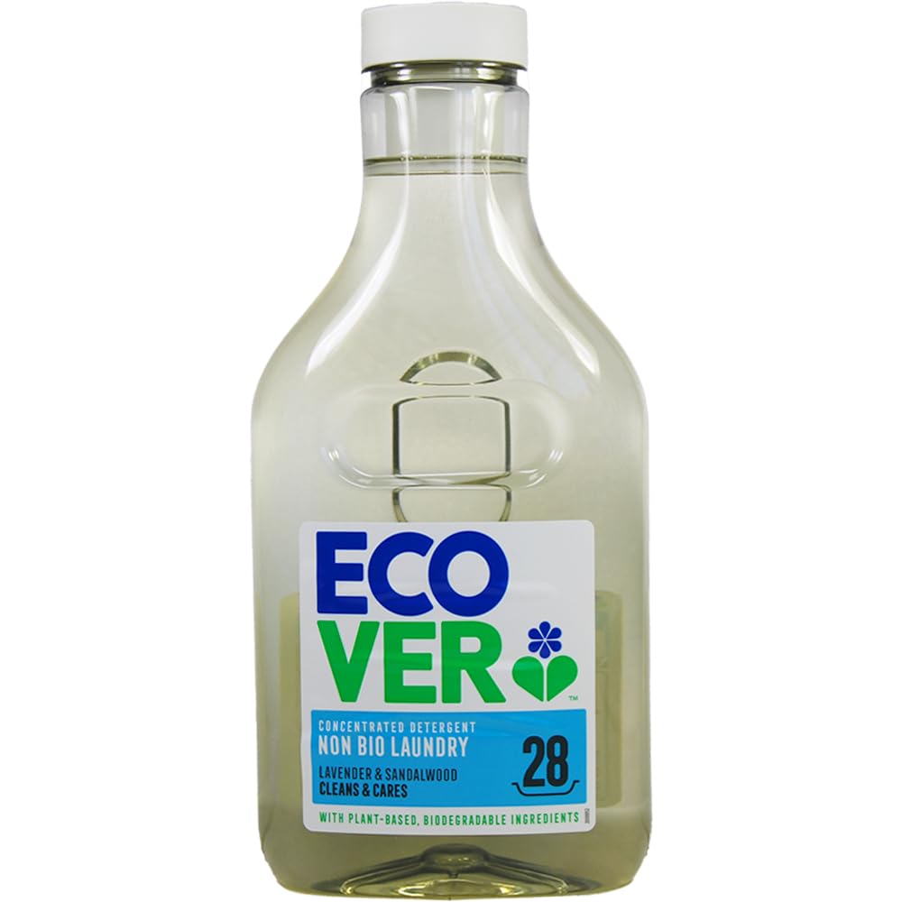

ECOVER Laundry Detergent Концентрированное жидкое средство для стирки Основной блок 1000 мл с ароматом лаванды и сандалового дерева для одежды eCover Жидкое детское средство для ежедневной стирки