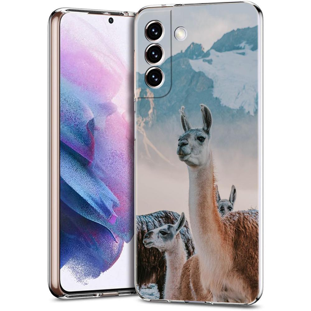 Phone Case For Samsung Galaxy S24 Ultra S23 FE S22 S20 S21 5G S10 S9 Plus S10E S8 Soft Silicone Clear Kawaii Alpaca lovely Cover