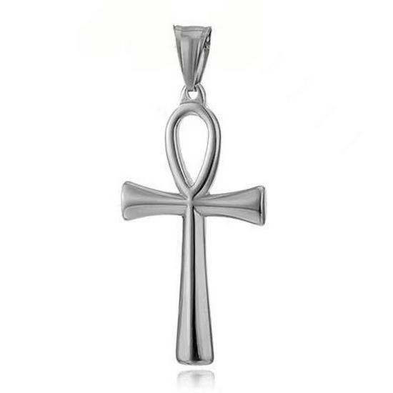 Unisex Ancient Egyptian Cross Stainless Steel Necklace - European  American Style Sweater Chain