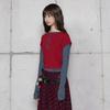 LALAFOX Slim Layered T-Shirt Red T-Shirt Br4Cl014