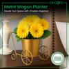 Metal Wagon Planter, Metal Plant Stand for Indoor & Outdoor Use, 2 Wheel Pot Stand, Flower Vase For Flowers & Ornaments, 27 X 13 X 21 Cm