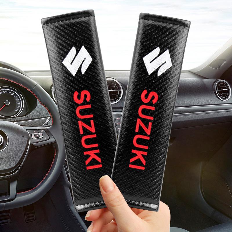 Car Accessories Carbon Fiber Seat Belt Shoulder Cover Breathable Protection Seat Belt For Suzuki Grand Vitara Swift Alto Jimny