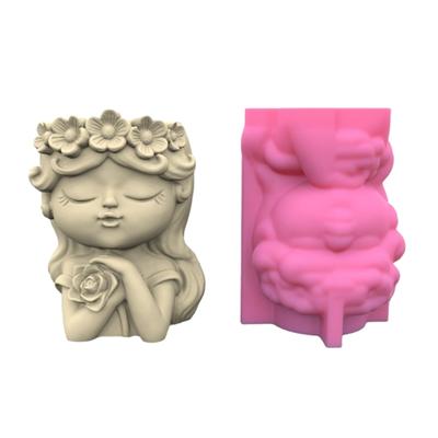 Forma silikonowa do kwiatów Angel Girl Candlestick z żywicy betonowej, formy do doniczek na sukulenty, dekoracje do domu