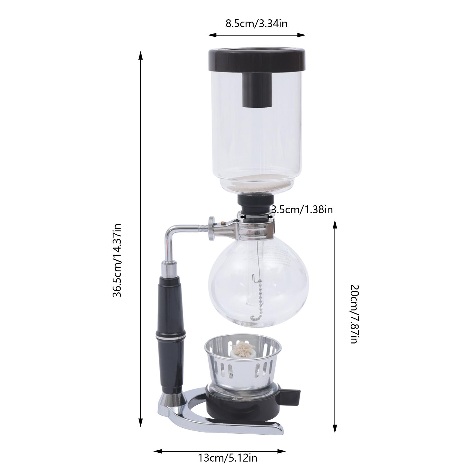 

Vintage Siphon Vacuum Coffee Maker - 360ml Capacity Glass & Stainless Steel Rich Flavor Ideal for Home & Café Barista & Gifting чорний