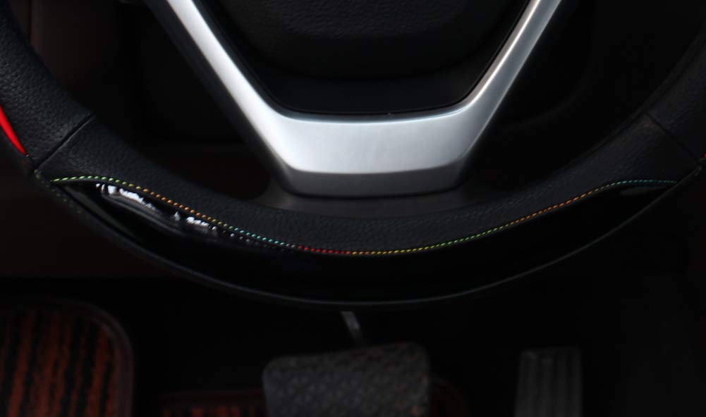 ZATOOTO Steering Wheel Cover for Kei Small Rainbow Comfortable Stylish 124B Cars, Size, Stitching, Grip, Black,