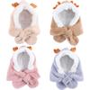 Color Fashion Design Cashmere Kids With Scarf Korean Cap Children Plush Hat Christmas Plush Hat