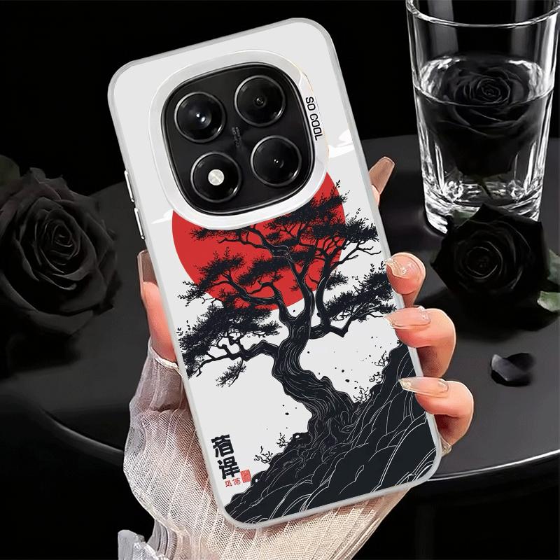 Japanese Minimalist Pine Tree Soft Phone Case for Xiaomi Redmi Note 13 14 15 Pro Plus 12S 12 11S 11 11T 10S 10 Shockproof Cover