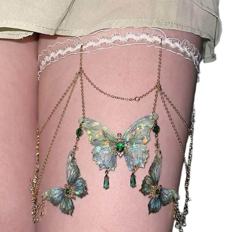 Butterfly Tassels Thigh Chain Elegant Lace Strap Leg Chain Sexy Body Jewelry 1
