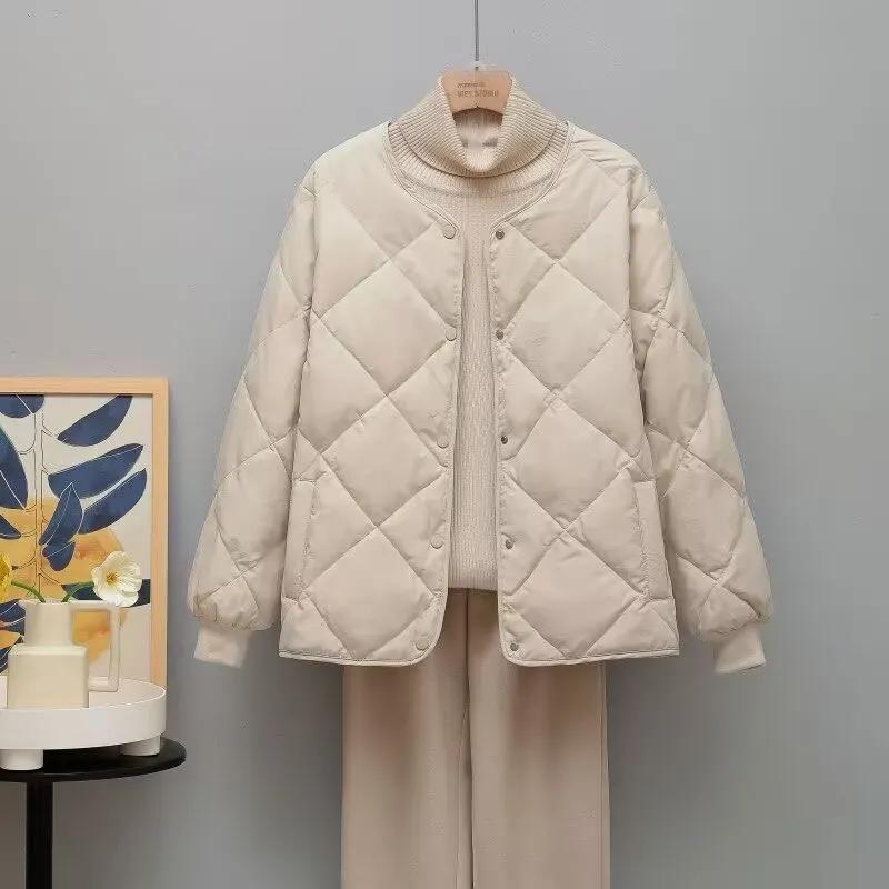 Giacca da Donna Corta Autunno/Inverno Trapuntata a Rombo Monocolore Minimalista Cappotto da Pendolare