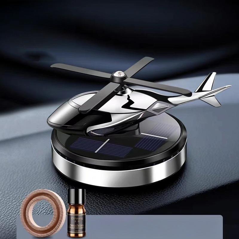 Solar Powered Rotating Helicopter Car Mounted Ornament Aromatherapy 1pcs