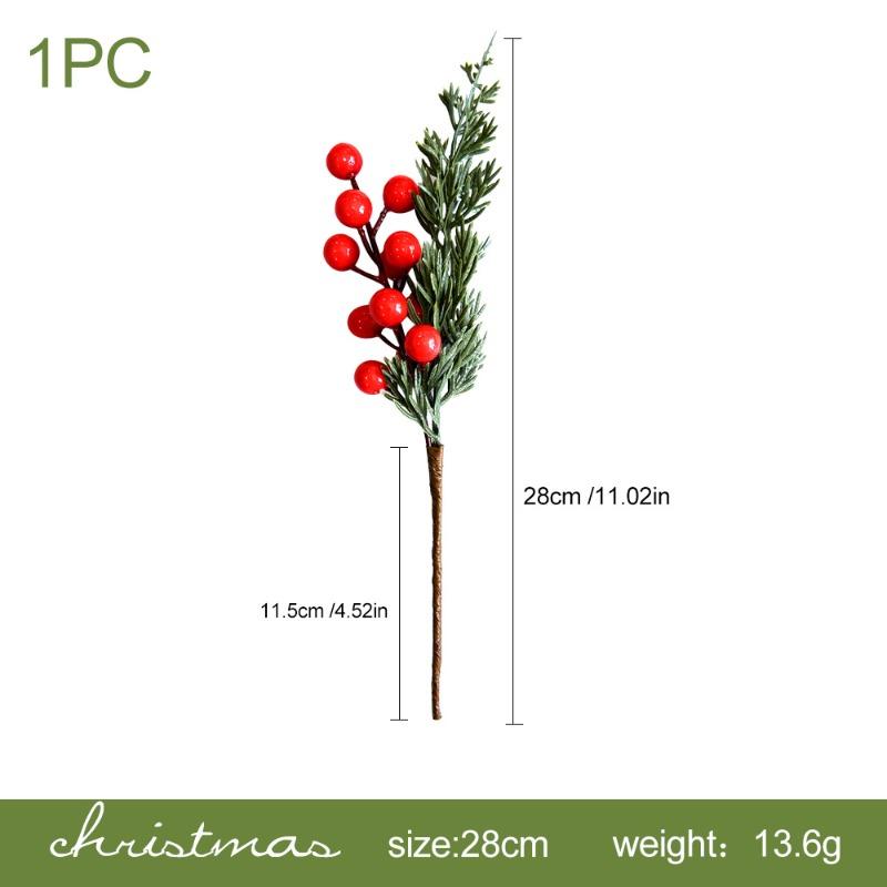 

Artificial Pine and Cypress Green Plants, Artificial Red Fruits, Single Home Christmas Indoor Flower Arrangement Ornaments Single red fruit