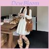 French Spring Vintage Vest Dress Set With Hollow Out Buttons For Elegant Women