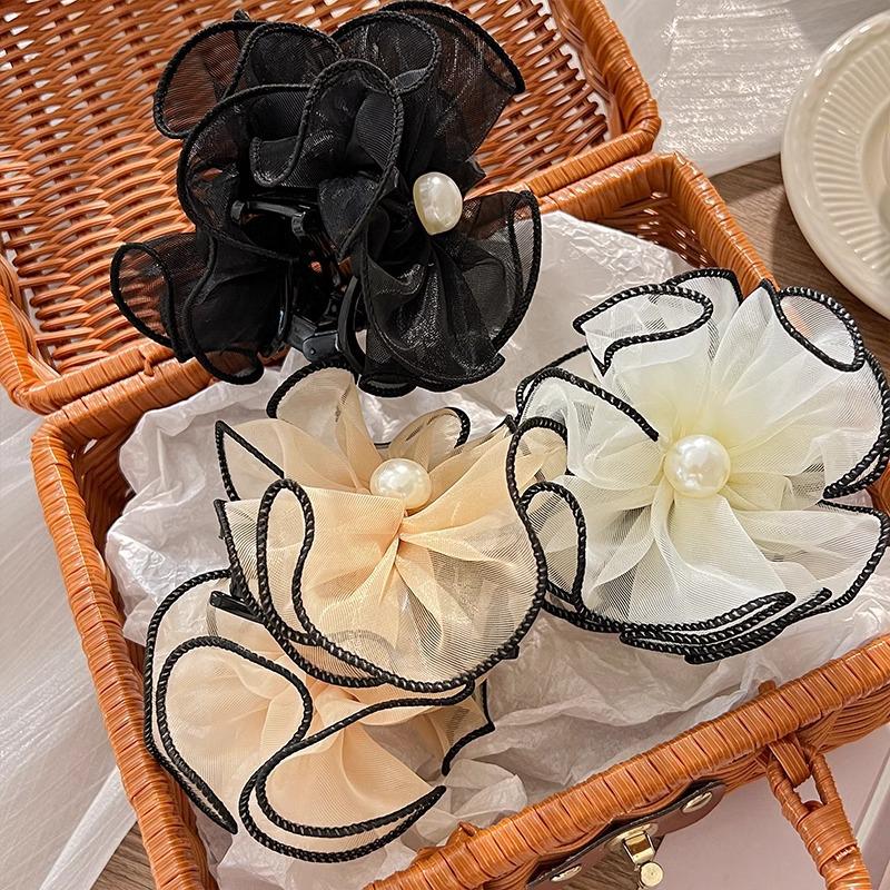 Mori Style Pearl Flower Mesh Hair Clip for Women