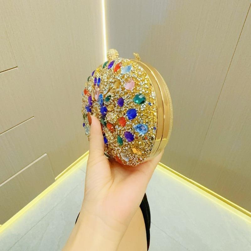 Textured Water Diamond Bag Banquet Clutch Bag Diamond-encrusted Hand-held Dinner Bag Cheongsam Bag