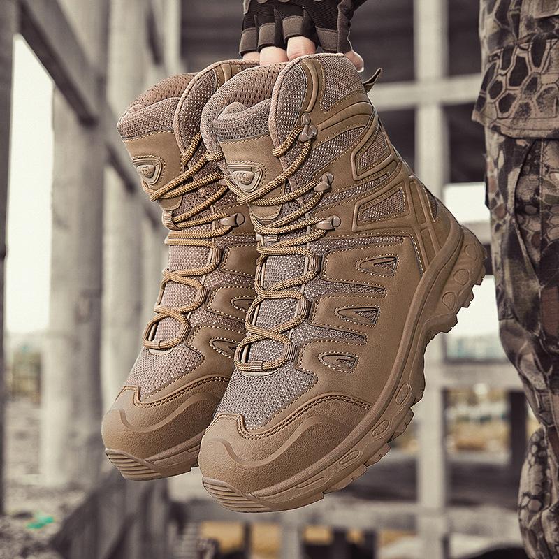 2025 Large Size 39--47 Tactical Boots Special Forces Outdoor Hiking Wear-resistant Training Shoes Combat Black