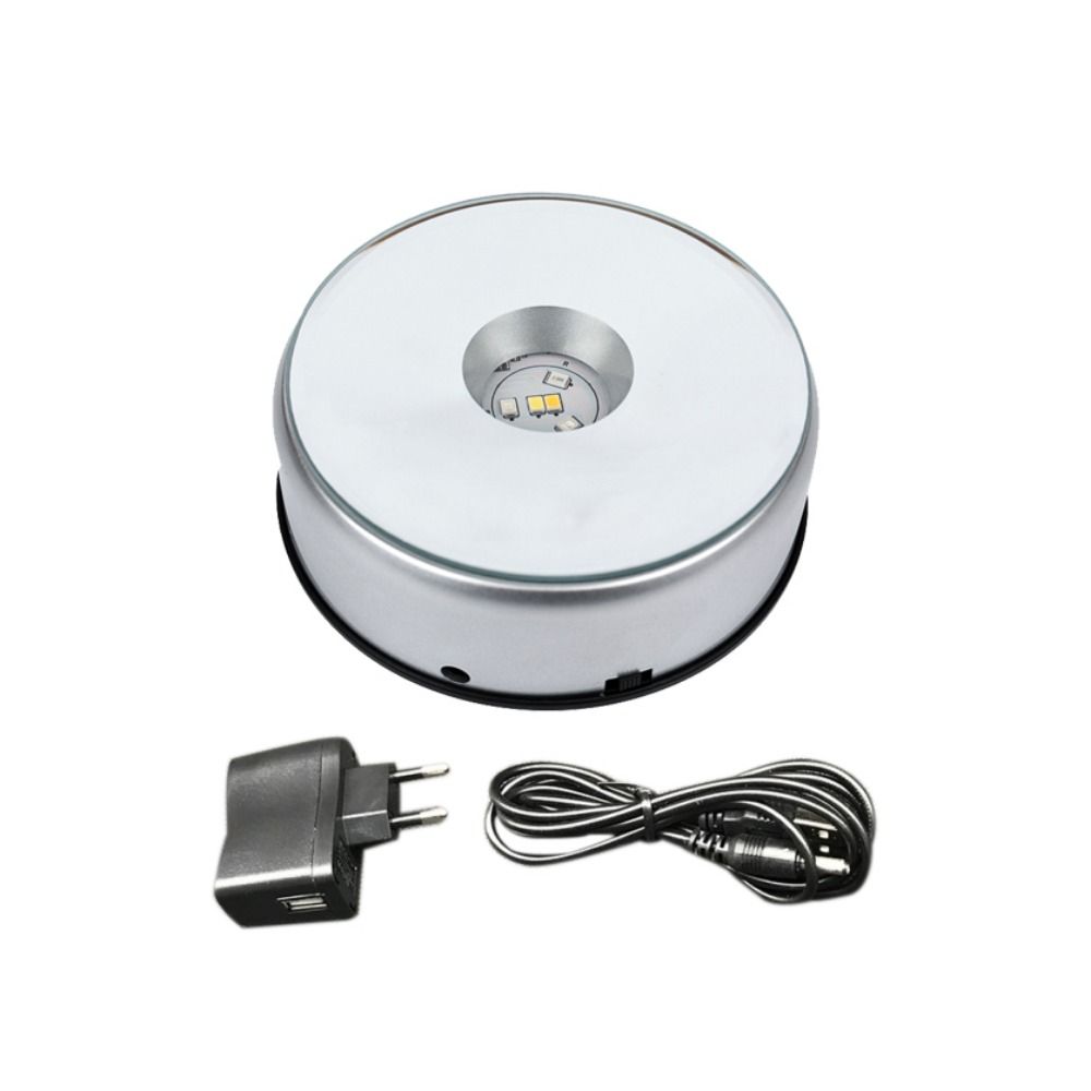 

Lamp Automatic Revolving Platform Display Turntable Crystal Display Stand Art Ornament Bases EU