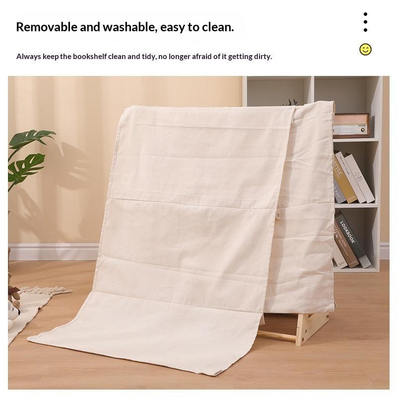Solid Wood Kids Sling Bookshelf With Canvas Pockets And Large Capacity Perfect For Nursery Playroom Bedroom