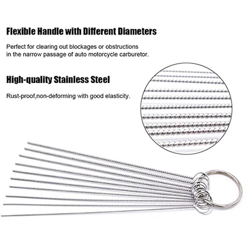 Carburetor Cleaning Kit - 304 Stainless Steel & Nylon Spiral Jet Remove Tool for Auto/Motorcycle/ATV/Welder