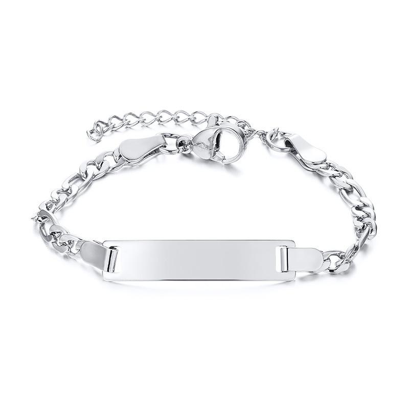 Titanium Steel 12+3cm Children Custom Engravable Statement Blank Bar Stainless Steel Adjustable Kids Bracelet Jewelry