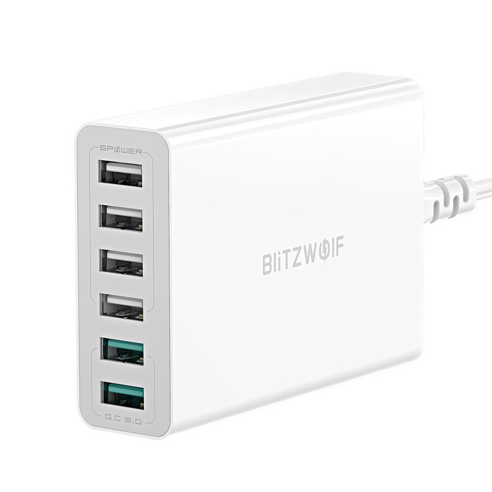 

BlitzWolf® BW-S15, 60 Вт, 6-портовое USB-зарядное устройство, двойная настольная зарядная станция QC3.0, интеллектуальное зарядное устройство, адаптер со штепсельной вилкой европейского стандарта, Австралии и США
