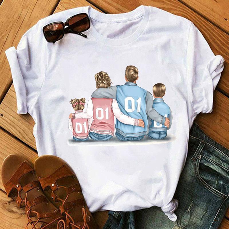 T-Shirts Women Family Mother Mom Dad Printing T-Shirt Casual 90S Fashion Trend Clothes Graphic Tshirt Tops Lady Female Cute Tees