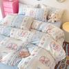 Small Fresh Mattress Quilt Cover Class A Maternal And Infant Grade Cartoon Dormitory Bed Sheet Three-Piece Set Super Soft Washed Cotton 4Pcs Set