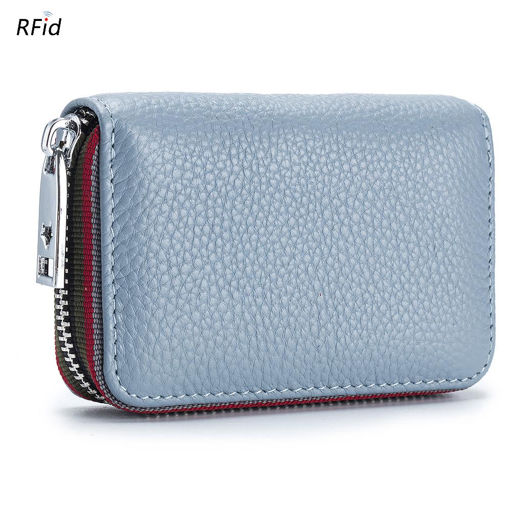 Stylish RFID Accordion Leather Card Holder with Zipper