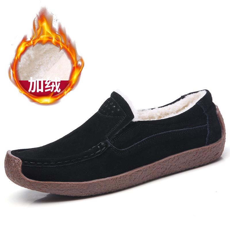 Slip-on Women Genuine Leather Loafers Casual Walking Shoes Elastic Ladies Working Driving Shoes Mother Shoes
