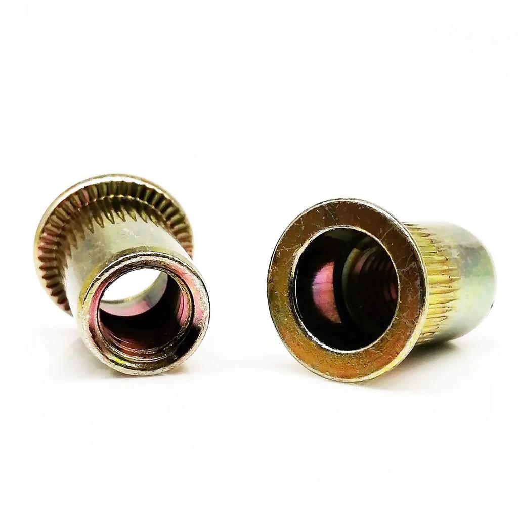 60/40/20/10pcs Flat Head Rivet Nut Binding Insert Nut Rivnut Nutsert M3 M4 M5 M6 M8 M10 M12 Carbon Steel