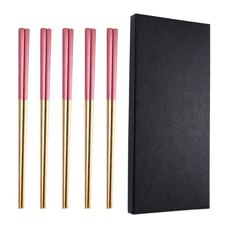 304 dlouhých hůlek z nerezové oceli, nádobí pro domácnost, protiskluzová sada, hůlky na tvarování a leštění, 5 párů