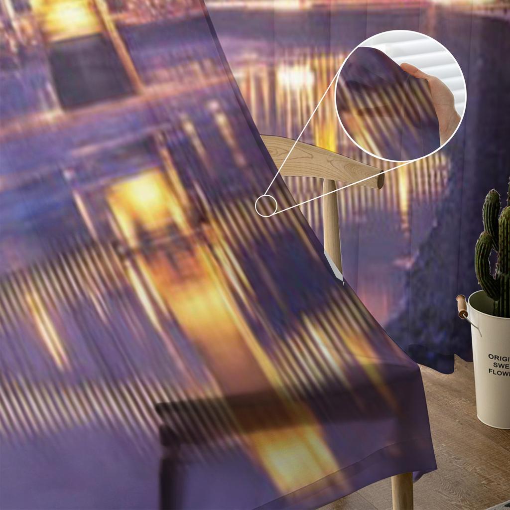 Alte Kettenbrücke Über Den Fluss Chiffon Transparente Vorhänge für Wohnzimmer Schlafzimmer Küchendekoration Fenster Voiles Tüllvorhang