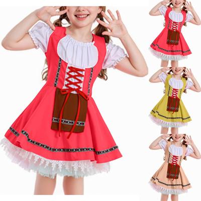 Robe Vintage pour Fille Couleur Unie Patchwork Robes Cosplay