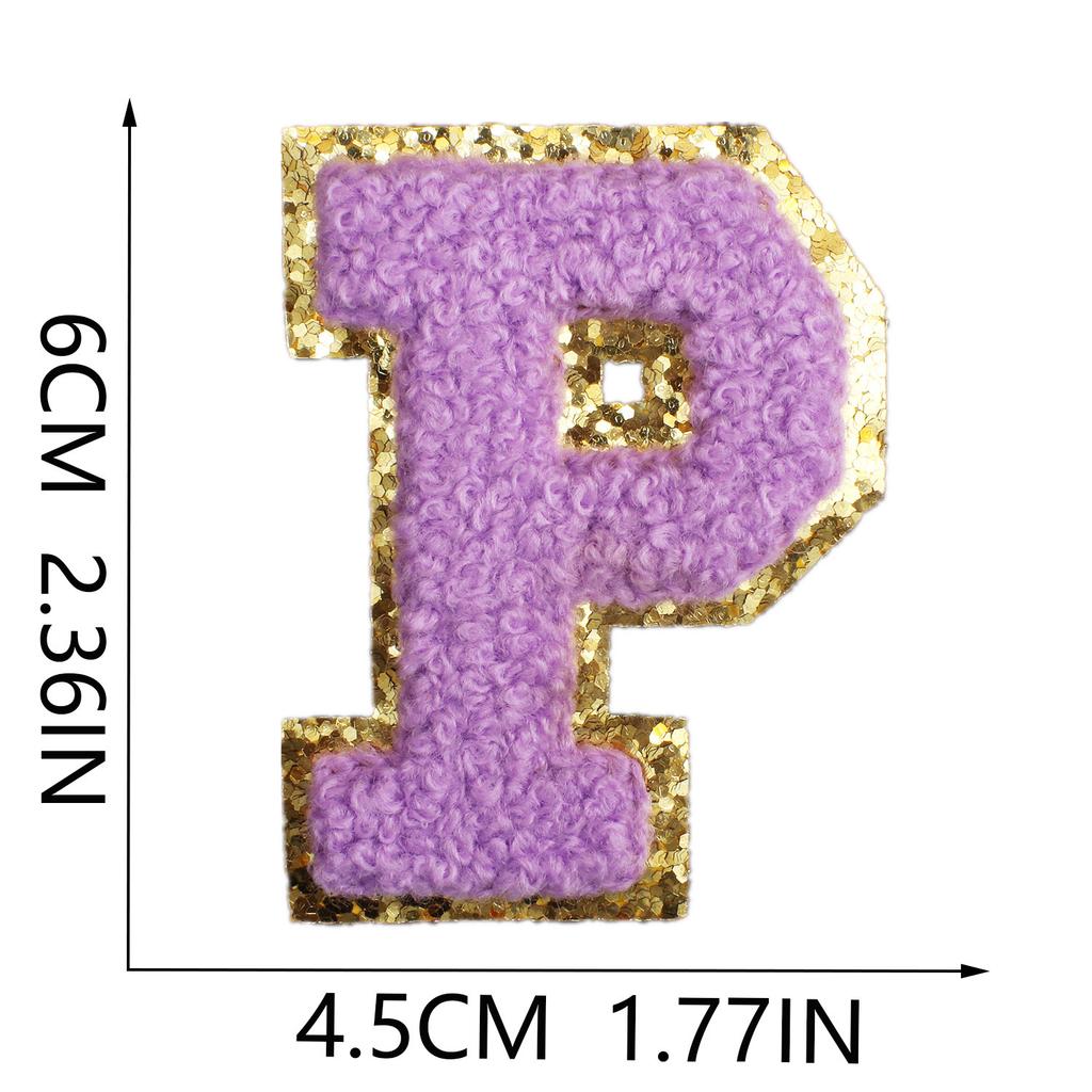 6Cm English Letter Towel Embroidery Patch Sticker Purple Letter Computer Embroidery Label Ironing Embroidery Chapter
