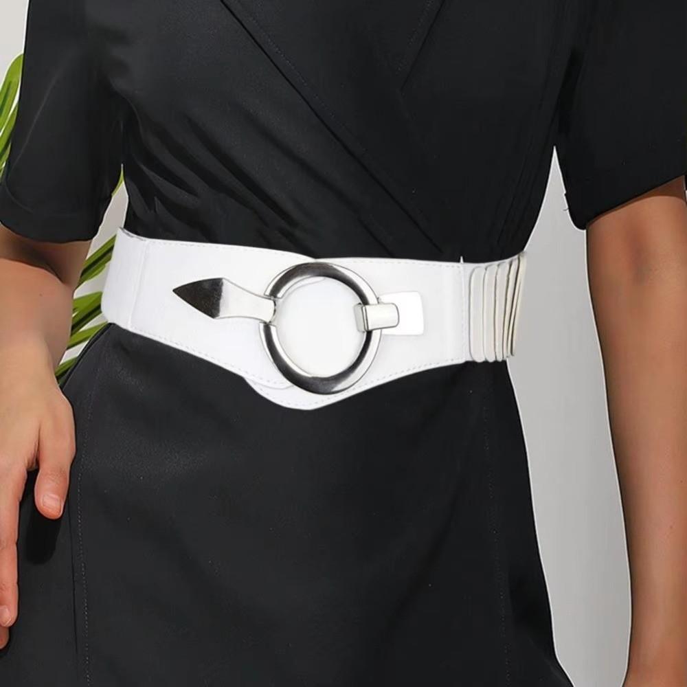 New V-shaped Women Waist Belt Versatile Slimming Wide Belts Alloy Buckle PU Leather Waistband Dress Belt