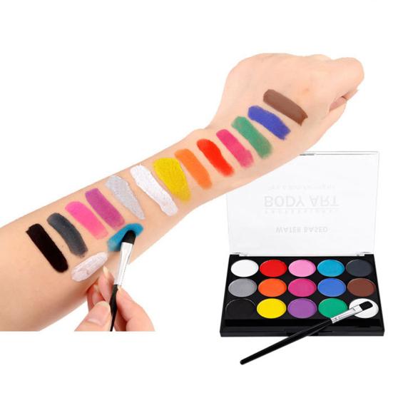 15 Colors Artist Washable Kids Face Watercolor Paint Solid Pigment Makeup Tool