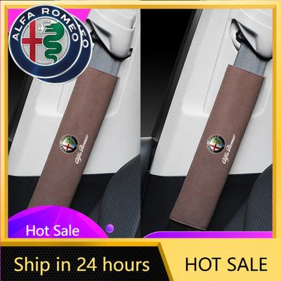 Car Stickers For Alfa Romeo 2Pcs Car Seat Belt Cover Shoulder Pad For Alfa Romeo Giulia Stelvio Giulietta 156 159 147 Mito Tonal