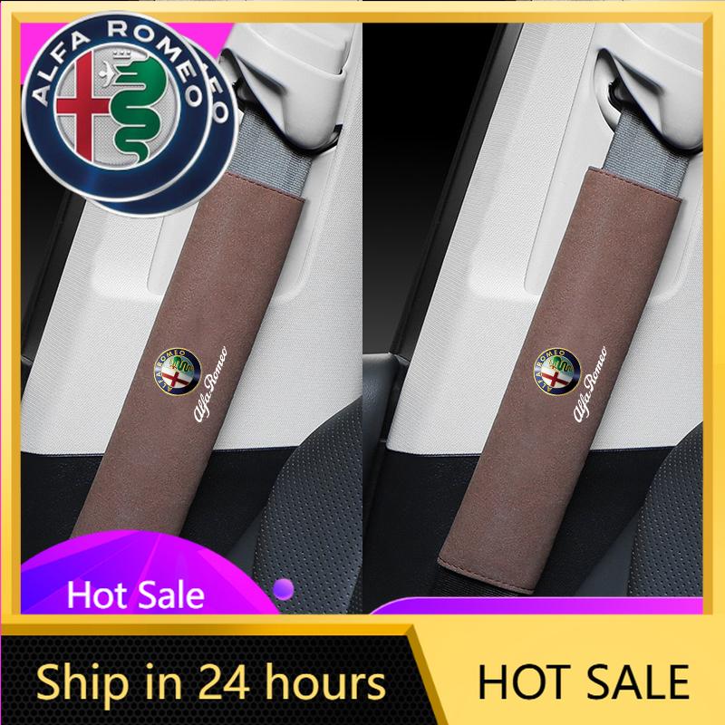Car Stickers For Alfa Romeo 2Pcs Car Seat Belt Cover Shoulder Pad For Alfa Romeo Giulia Stelvio Giulietta 156 159 147 Mito Tonal