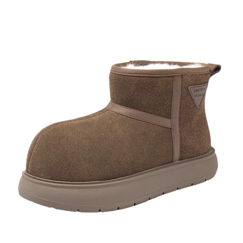 Short Snow Boots Women's Thick Soles Increase In Height 2025 Winter New Korean Version Waterproof Thickened Cotton Shoes Warm and Velvet Short Boots