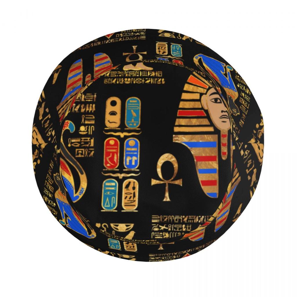 Egyptiska hieroglyfer och gudar på svart hinkhatt för sommarsemester Egypten Hängande hatt Bob Fiskarehatt Ispoti Keps